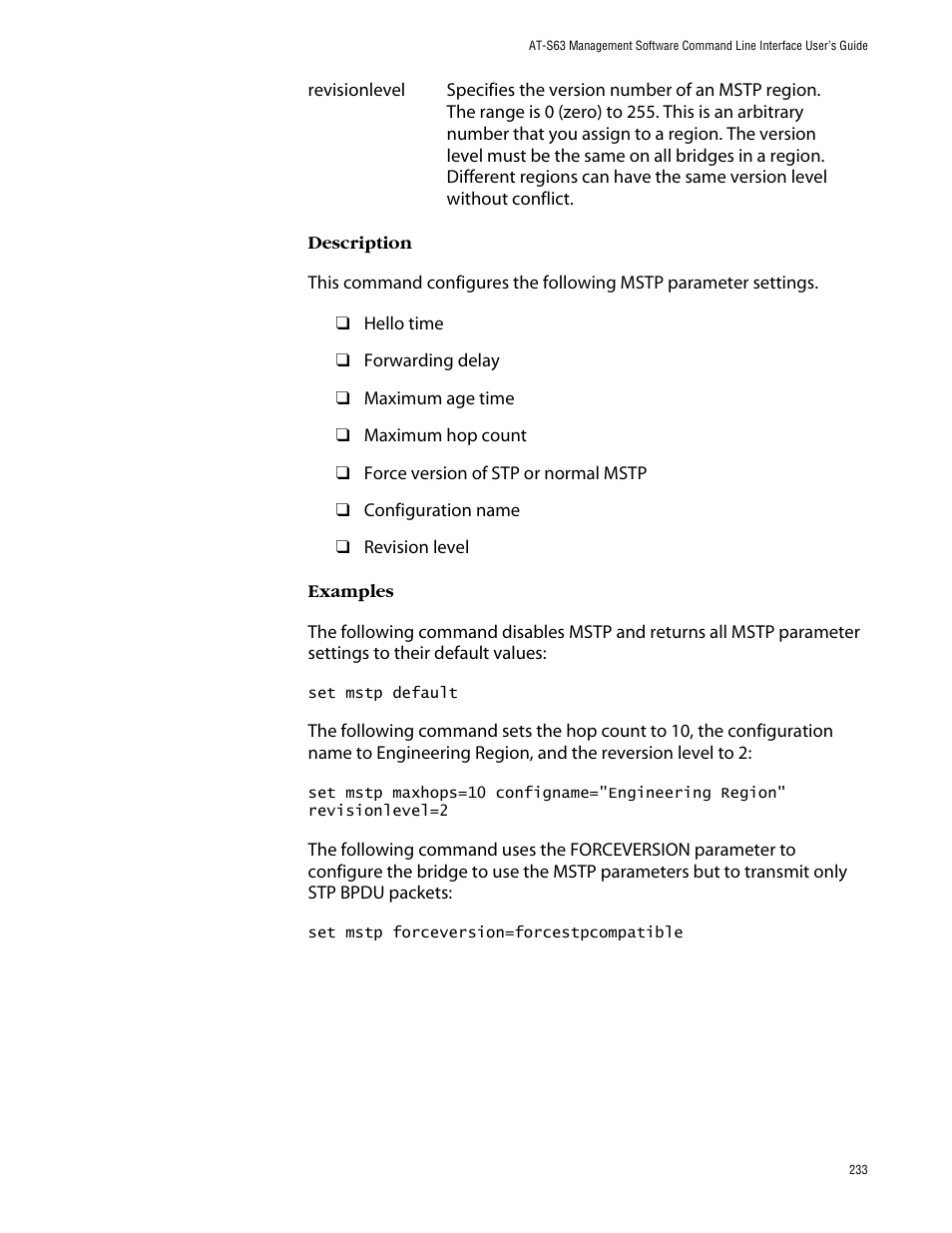 Allied Telesis AT-S63 User Manual | Page 233 / 464