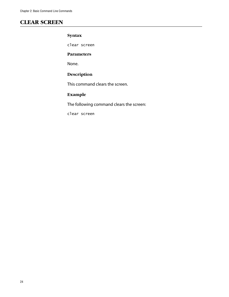 Clear screen | Allied Telesis AT-S63 User Manual | Page 24 / 464