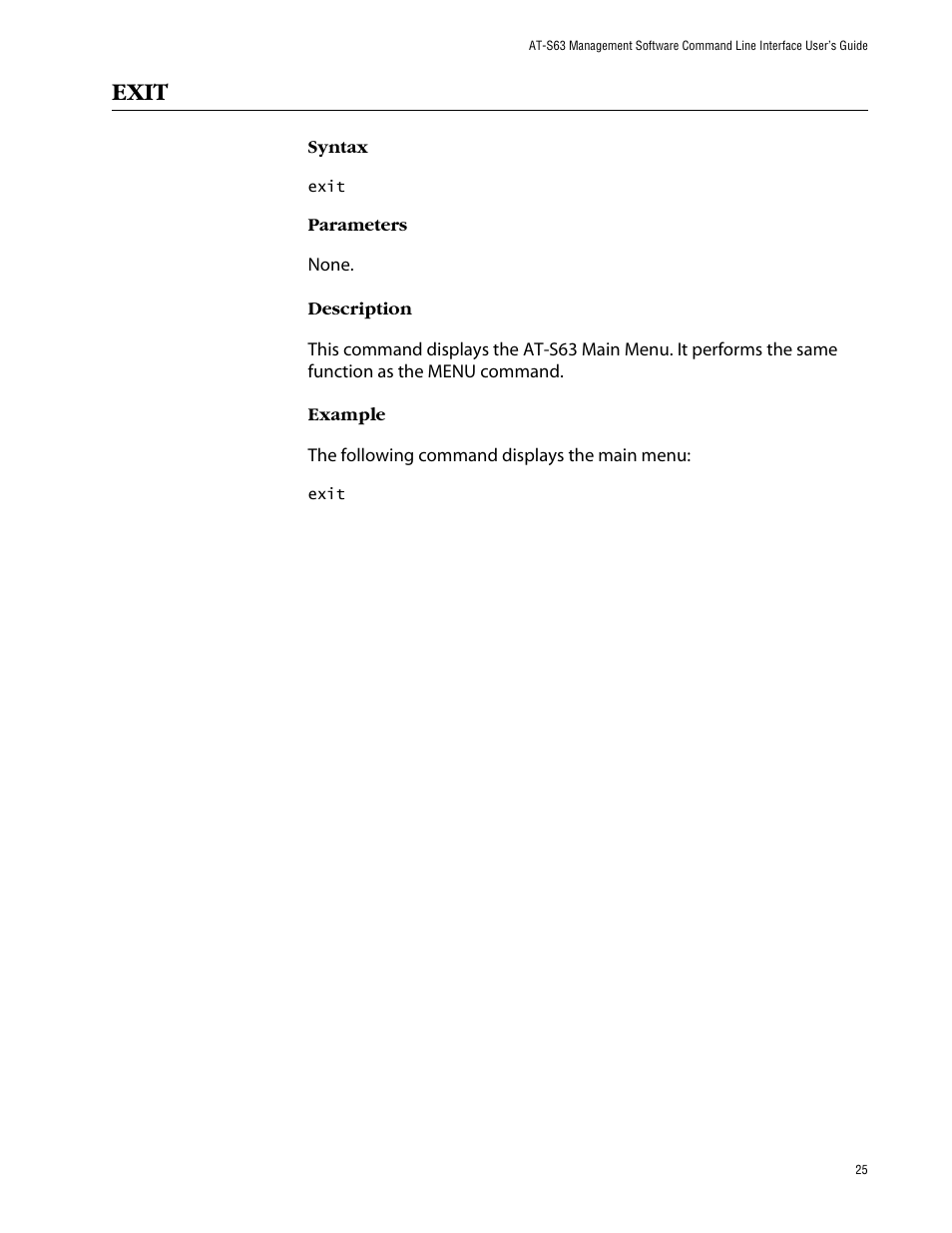 Exit | Allied Telesis AT-S63 User Manual | Page 25 / 464
