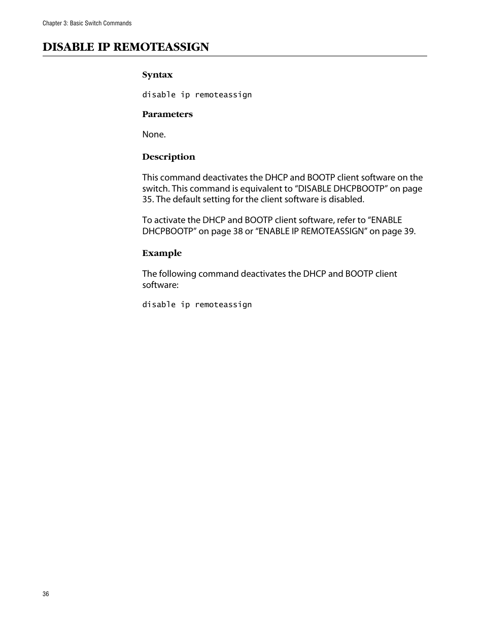 Disable ip remoteassign | Allied Telesis AT-S63 User Manual | Page 36 / 464