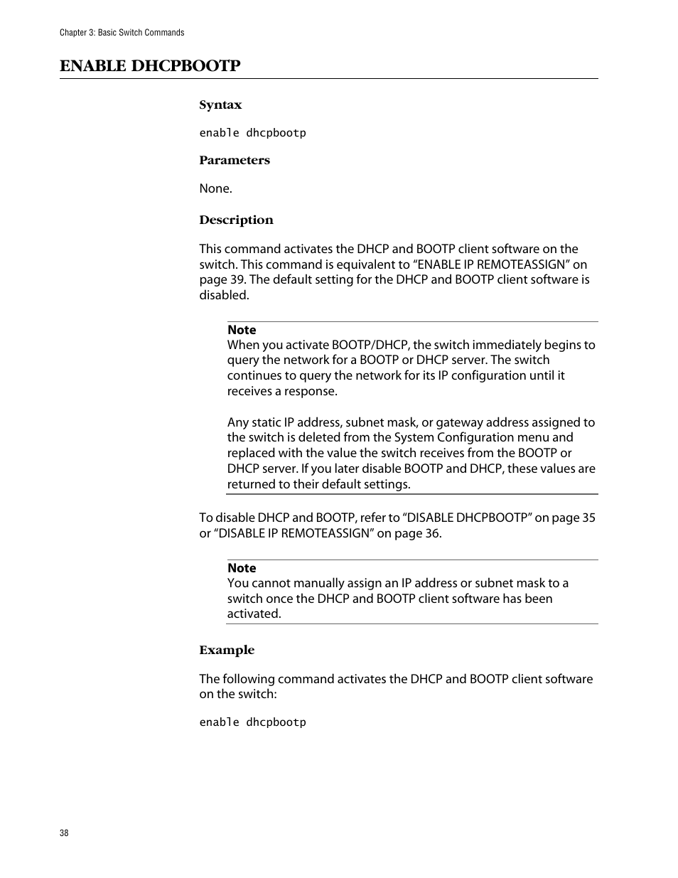 Enable dhcpbootp | Allied Telesis AT-S63 User Manual | Page 38 / 464