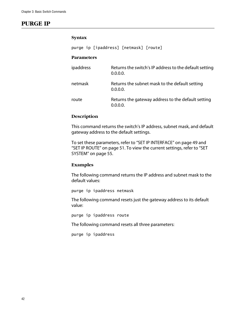Purge ip | Allied Telesis AT-S63 User Manual | Page 42 / 464