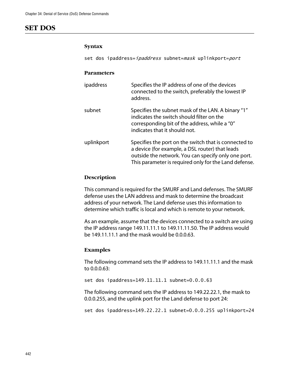 Set dos | Allied Telesis AT-S63 User Manual | Page 442 / 464