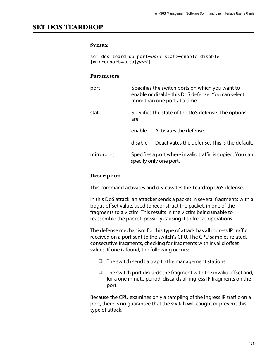 Set dos teardrop | Allied Telesis AT-S63 User Manual | Page 451 / 464