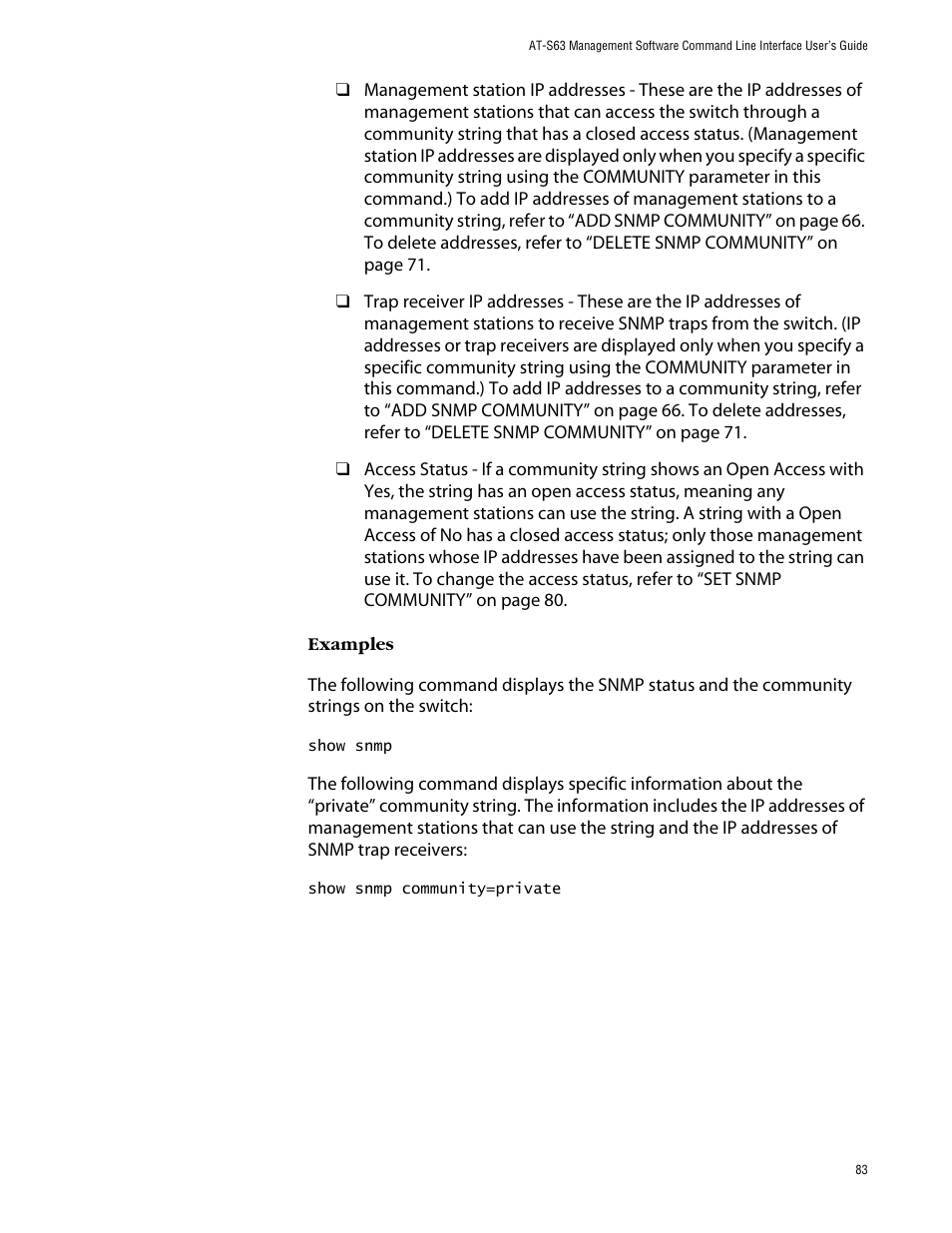 Allied Telesis AT-S63 User Manual | Page 83 / 464