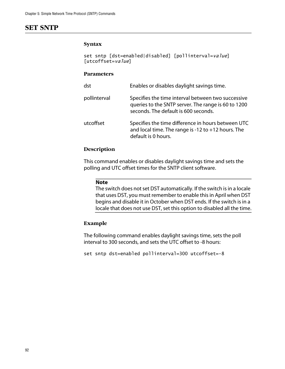 Set sntp | Allied Telesis AT-S63 User Manual | Page 92 / 464