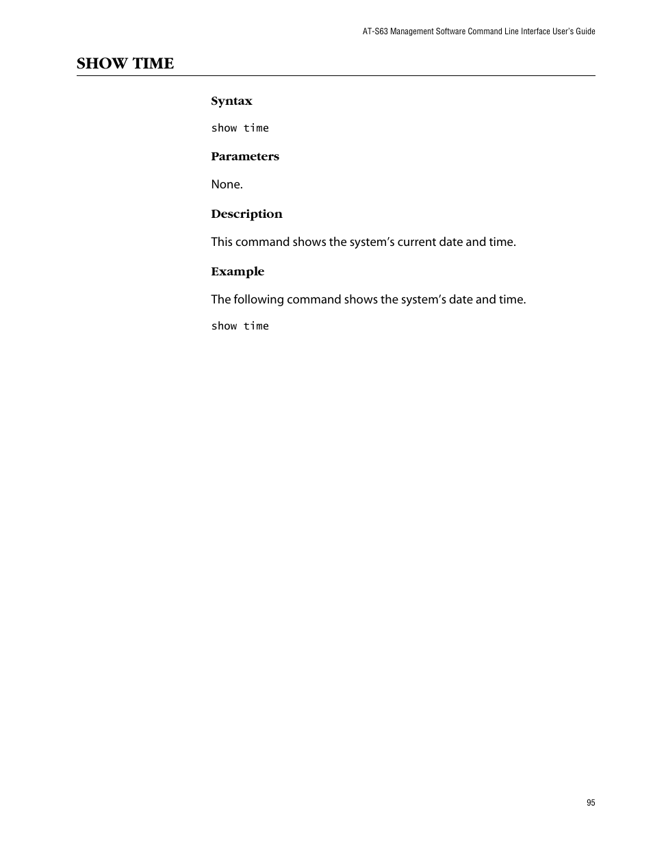 Show time | Allied Telesis AT-S63 User Manual | Page 95 / 464
