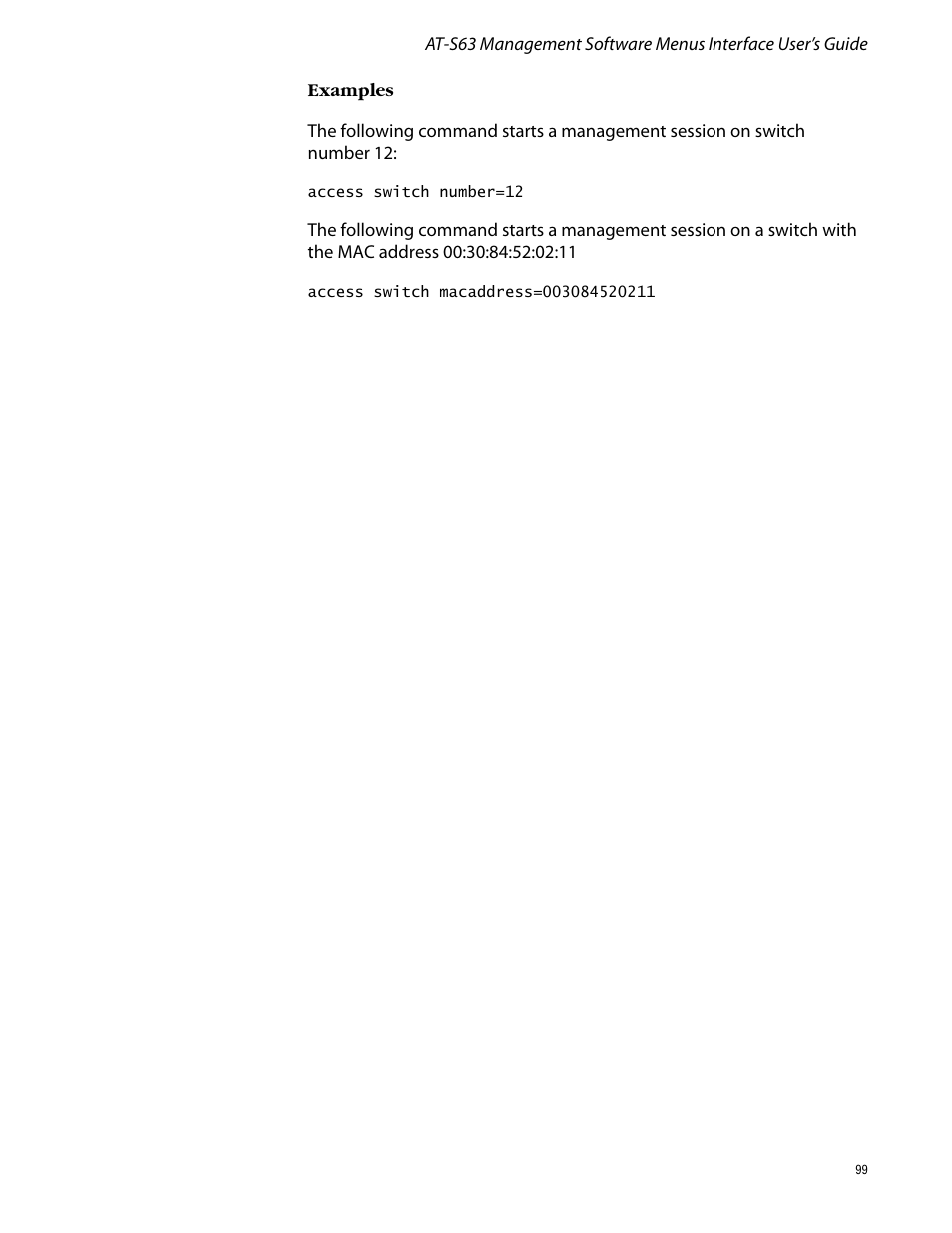 Allied Telesis AT-S63 User Manual | Page 99 / 464