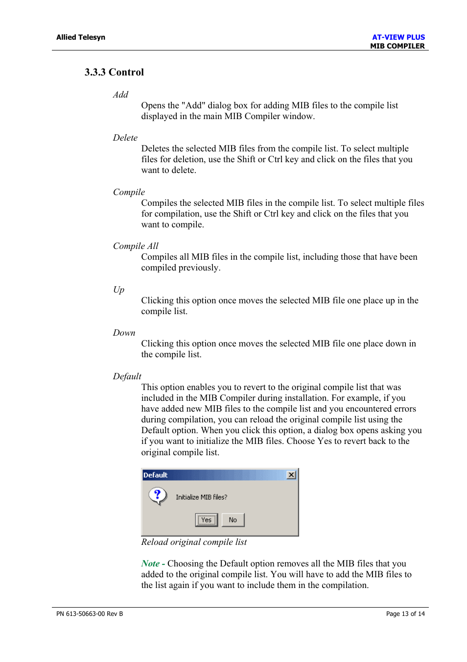 3 control, 4 help | Allied Telesis AT-VIEW PLUS 3.1 MIB COMPILER User Manual | Page 13 / 14