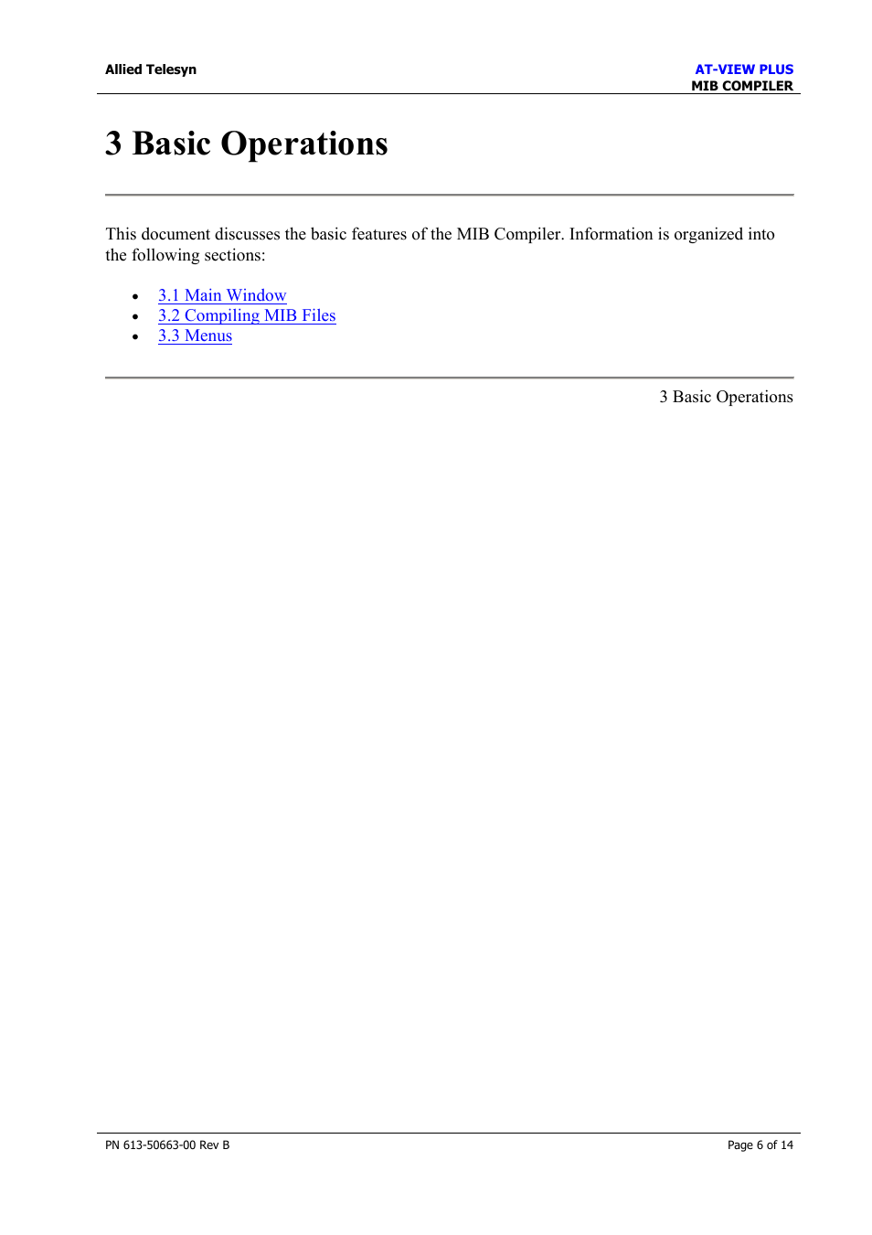 3 basic operations | Allied Telesis AT-VIEW PLUS 3.1 MIB COMPILER User Manual | Page 6 / 14