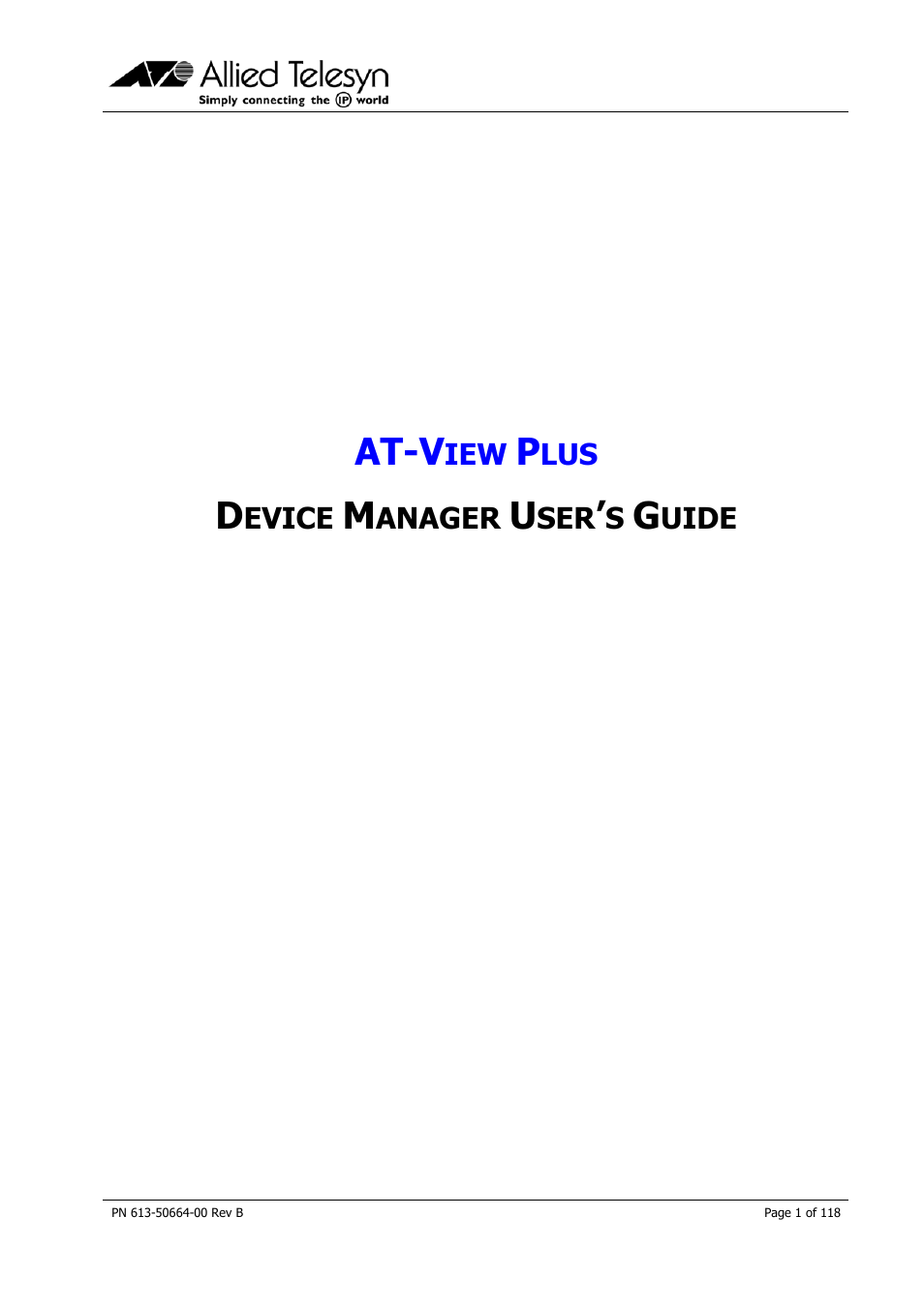 Allied Telesis AT-VIEW PLUS 3.1 DEVICE MANAGER User Manual | 118 pages