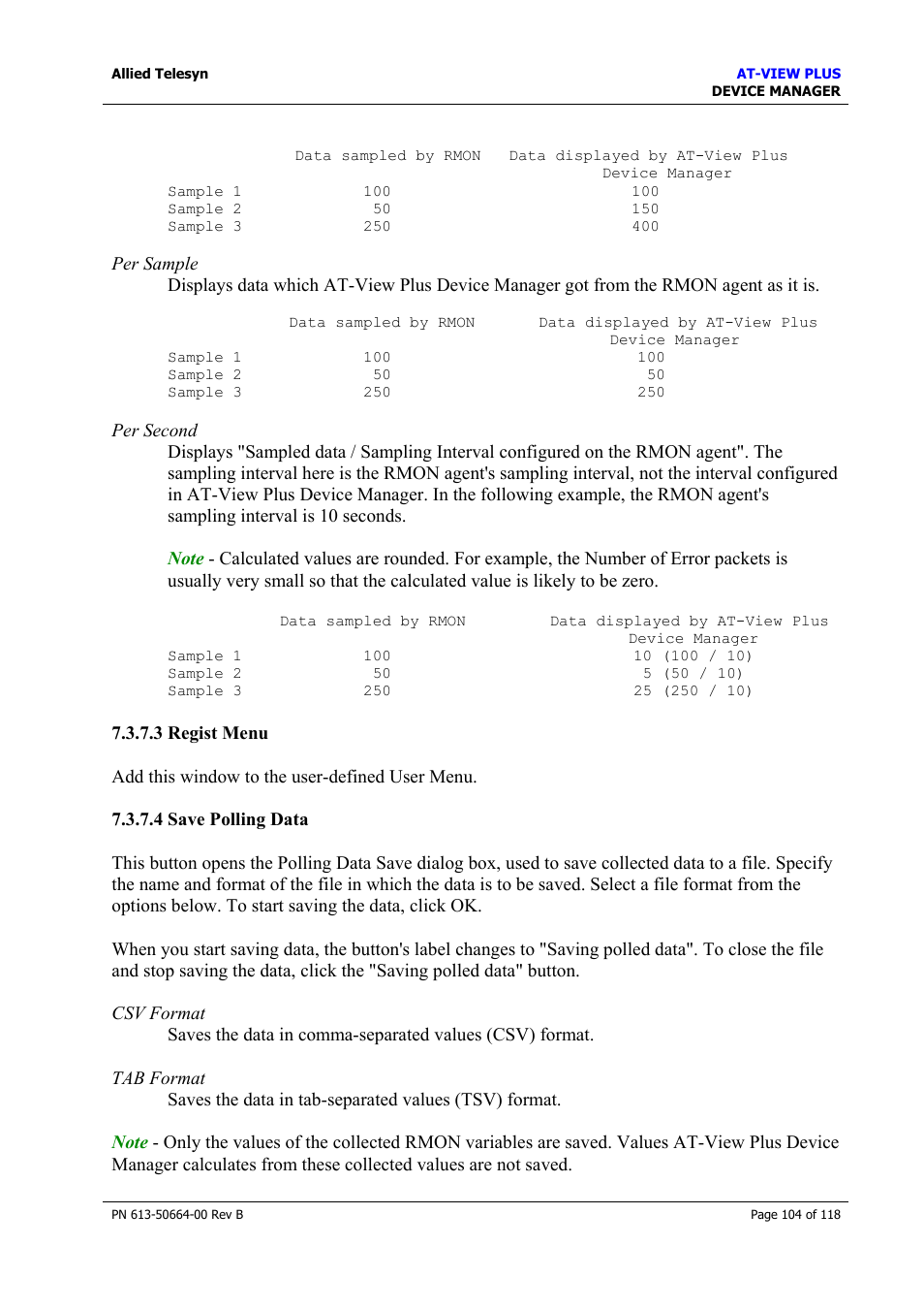3 regist menu, 4 save polling data, Regist menu | Save polling data | Allied Telesis AT-VIEW PLUS 3.1 DEVICE MANAGER User Manual | Page 104 / 118