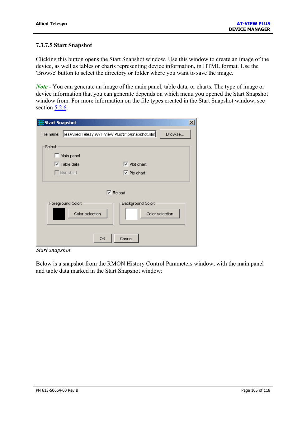 5 start snapshot | Allied Telesis AT-VIEW PLUS 3.1 DEVICE MANAGER User Manual | Page 105 / 118