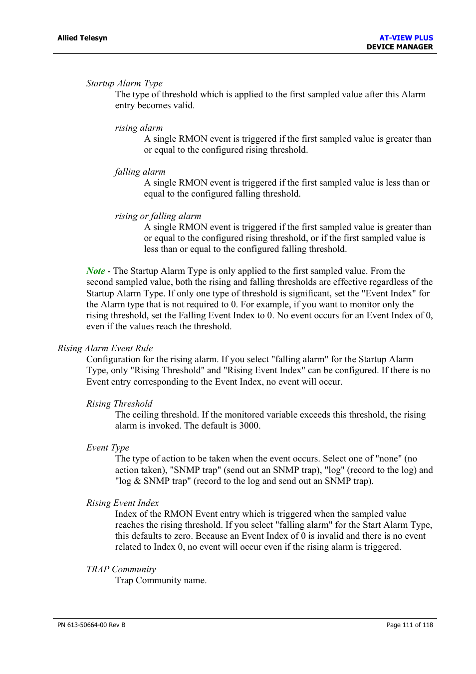 Allied Telesis AT-VIEW PLUS 3.1 DEVICE MANAGER User Manual | Page 111 / 118