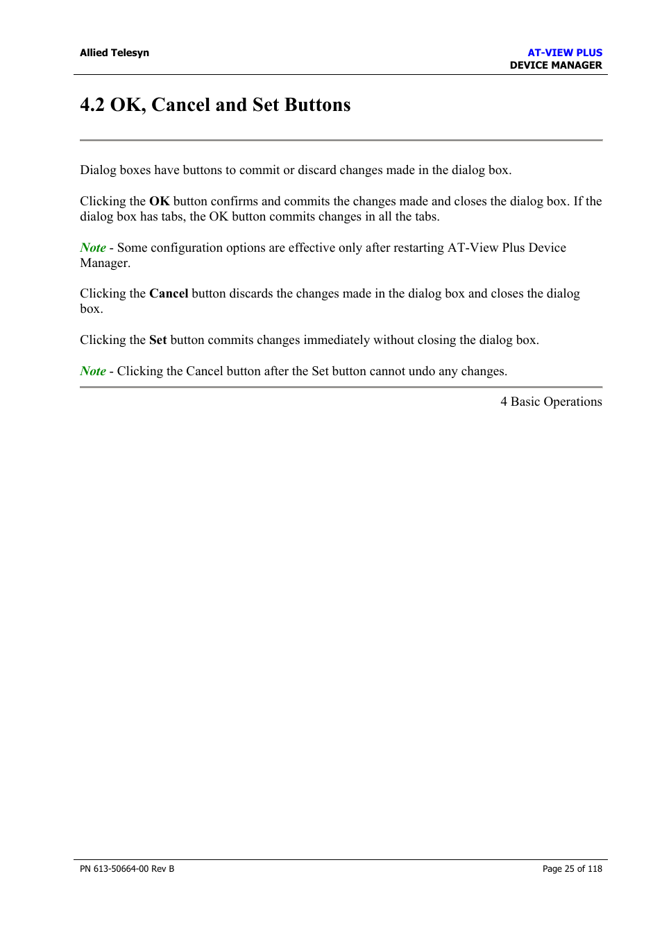 2 ok, cancel and set buttons, Pop-up menus | Allied Telesis AT-VIEW PLUS 3.1 DEVICE MANAGER User Manual | Page 25 / 118