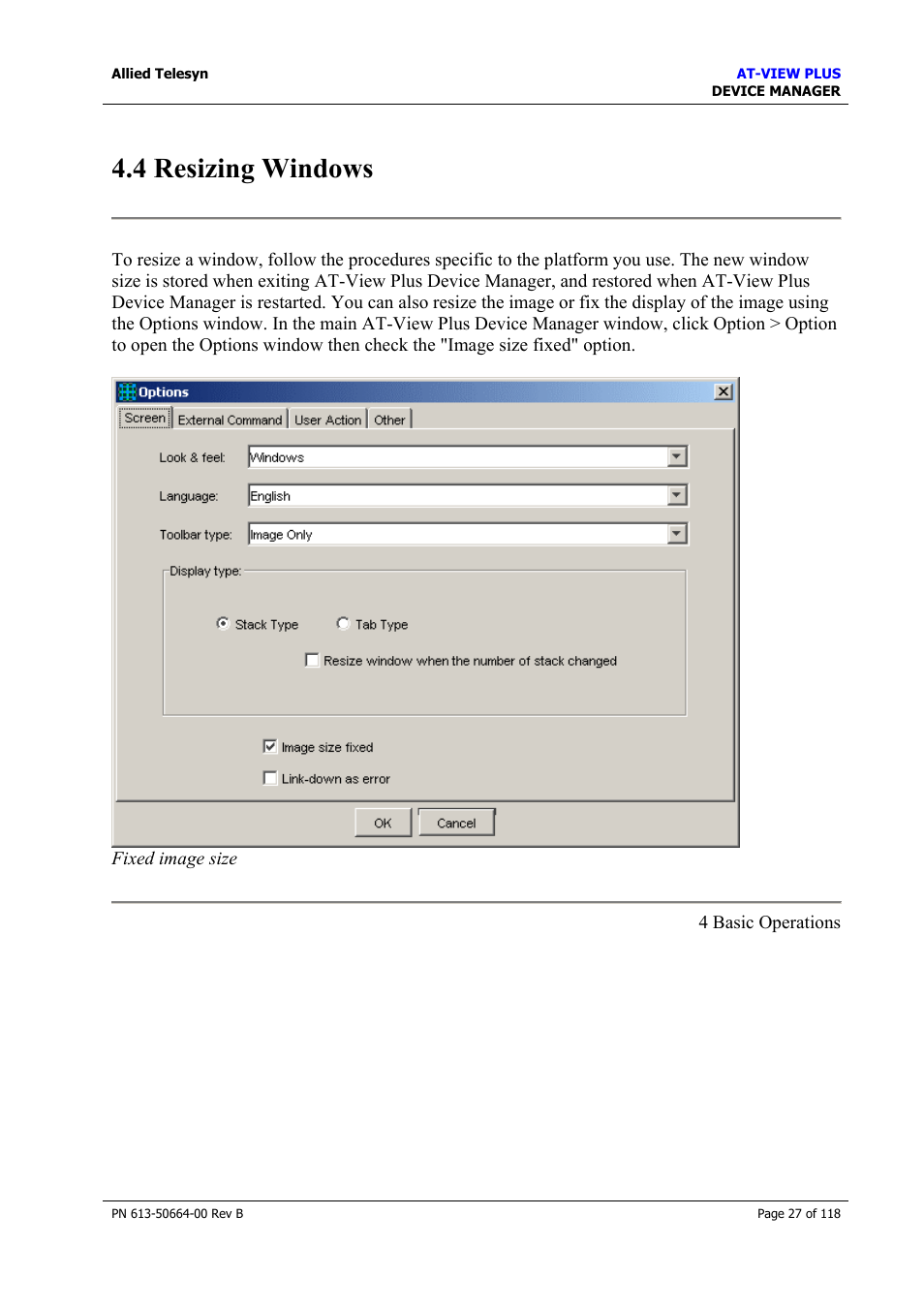 4 resizing windows, Resizing tables | Allied Telesis AT-VIEW PLUS 3.1 DEVICE MANAGER User Manual | Page 27 / 118
