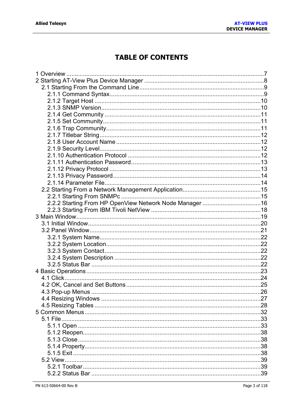 Allied Telesis AT-VIEW PLUS 3.1 DEVICE MANAGER User Manual | Page 3 / 118