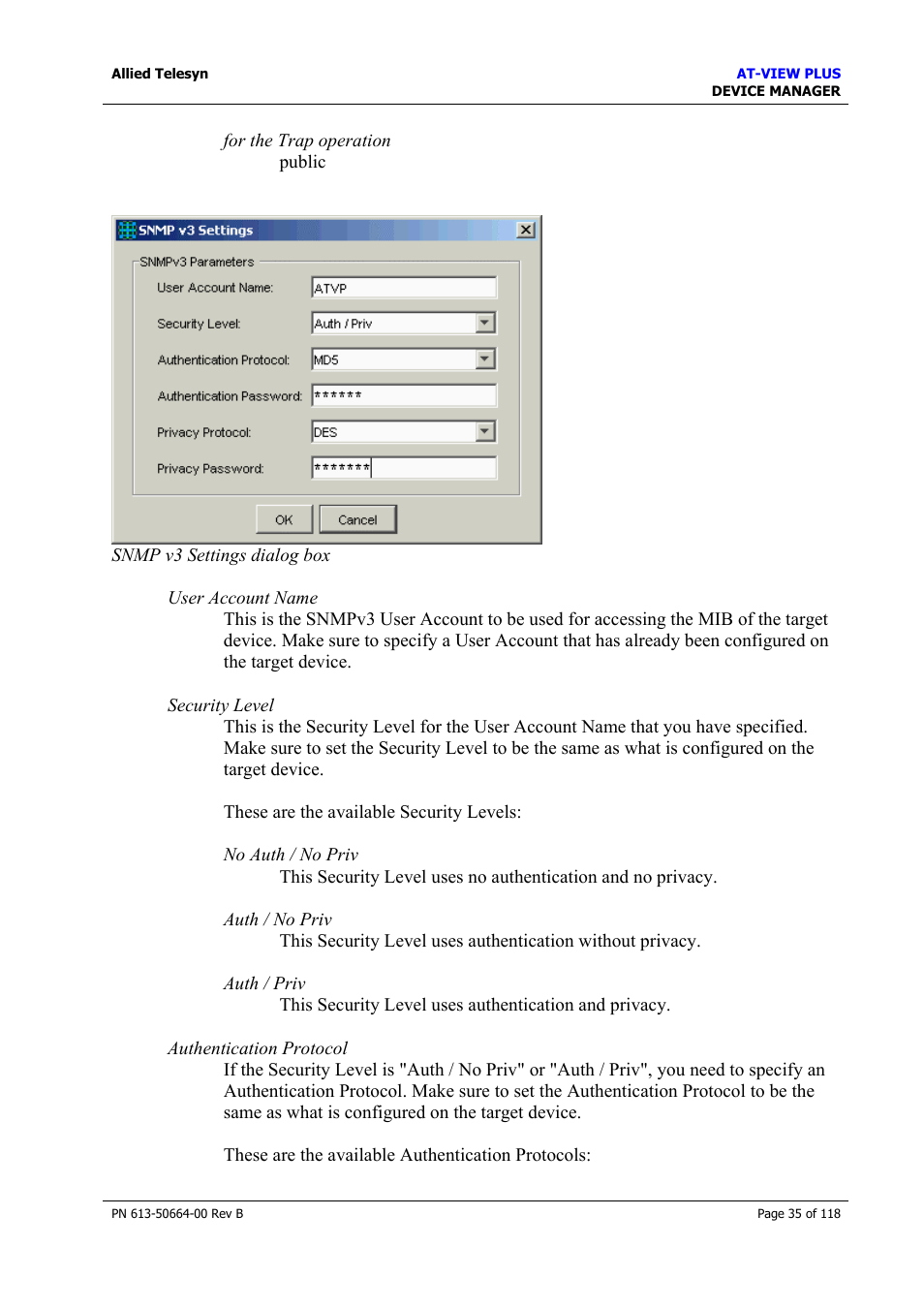 Allied Telesis AT-VIEW PLUS 3.1 DEVICE MANAGER User Manual | Page 35 / 118