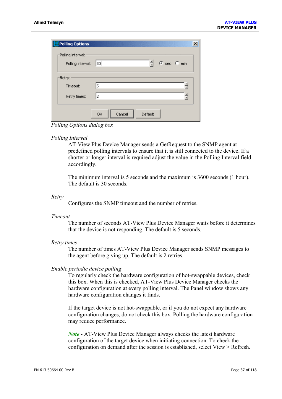 Allied Telesis AT-VIEW PLUS 3.1 DEVICE MANAGER User Manual | Page 37 / 118