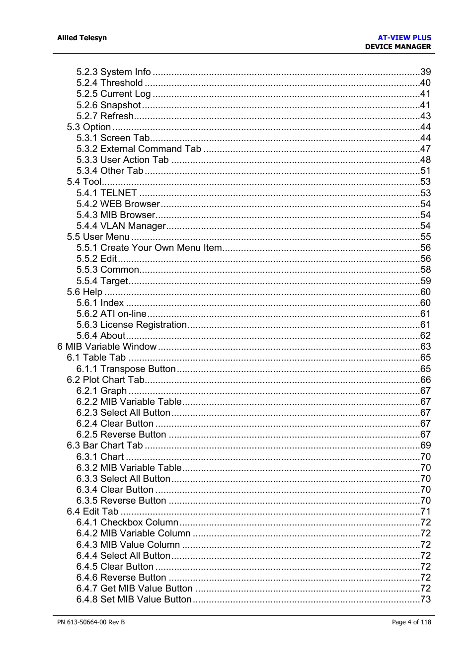 Allied Telesis AT-VIEW PLUS 3.1 DEVICE MANAGER User Manual | Page 4 / 118