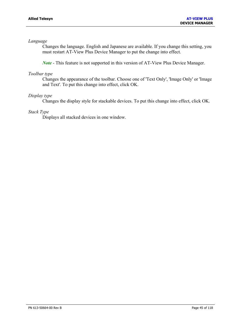 Allied Telesis AT-VIEW PLUS 3.1 DEVICE MANAGER User Manual | Page 45 / 118