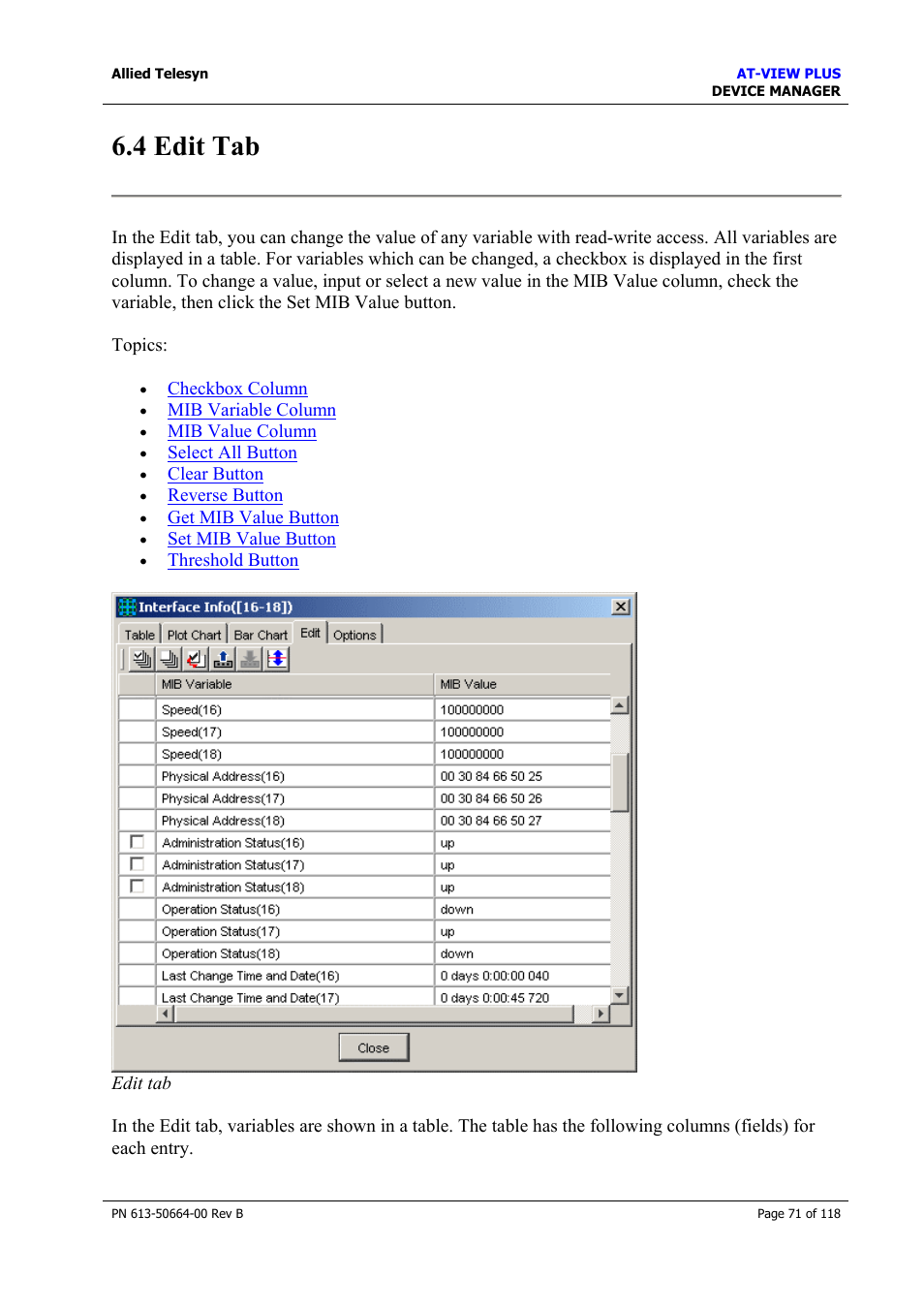 4 edit tab | Allied Telesis AT-VIEW PLUS 3.1 DEVICE MANAGER User Manual | Page 71 / 118