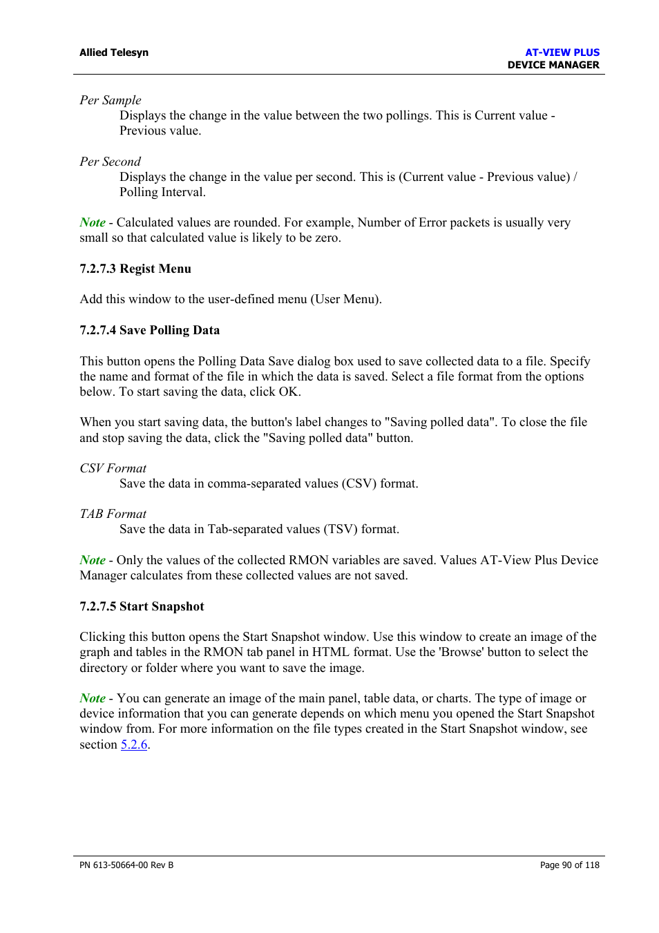 3 regist menu, 4 save polling data, 5 start snapshot | Regist menu, Save polling data, Start snapshot | Allied Telesis AT-VIEW PLUS 3.1 DEVICE MANAGER User Manual | Page 90 / 118