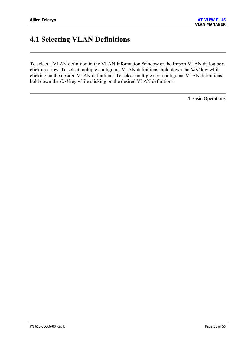 1 selecting vlan definitions, Device panel | Allied Telesis AT-VIEW PLUS 3.1 VLAN MANAGER User Manual | Page 11 / 56