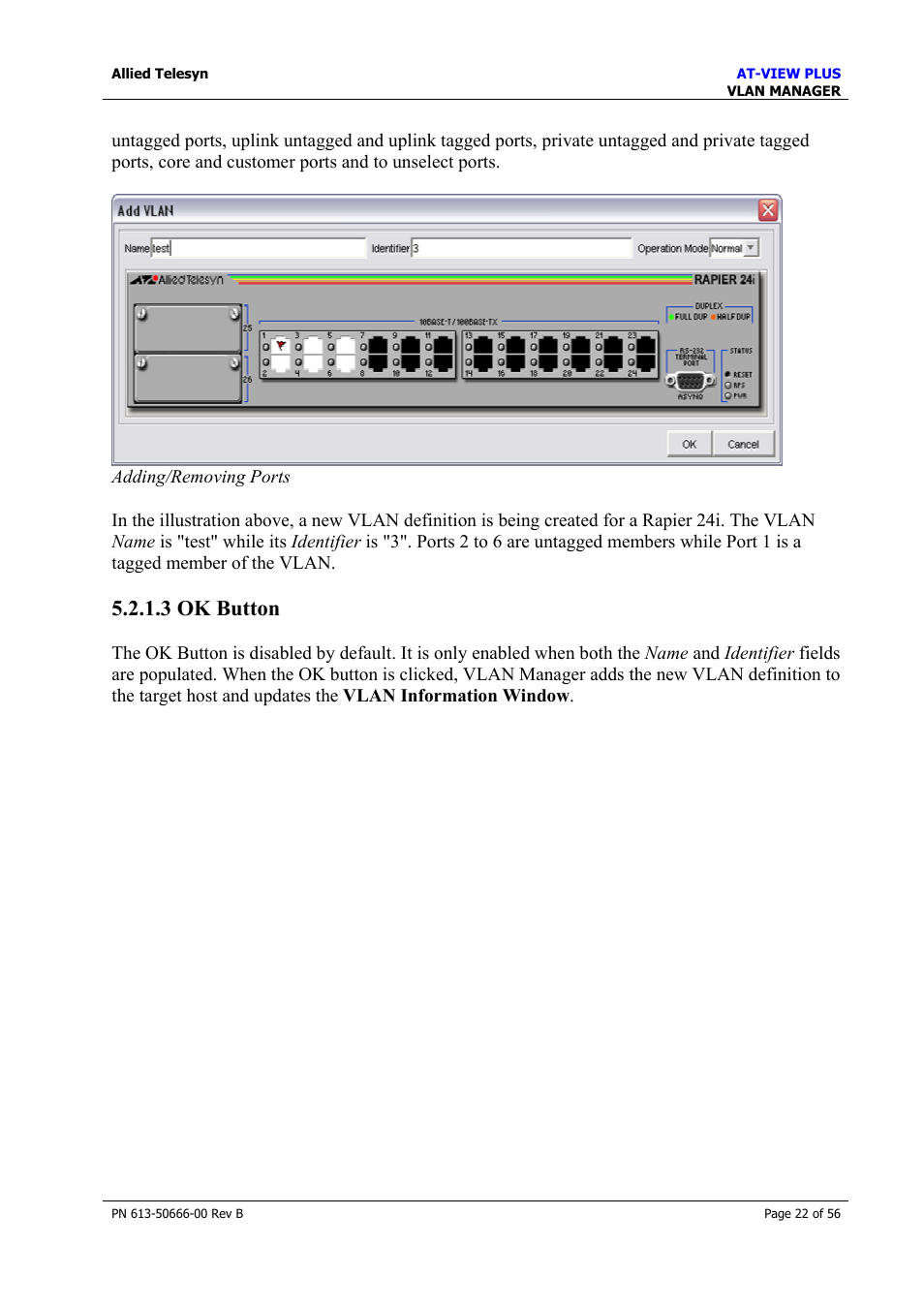 3 ok button | Allied Telesis AT-VIEW PLUS 3.1 VLAN MANAGER User Manual | Page 22 / 56