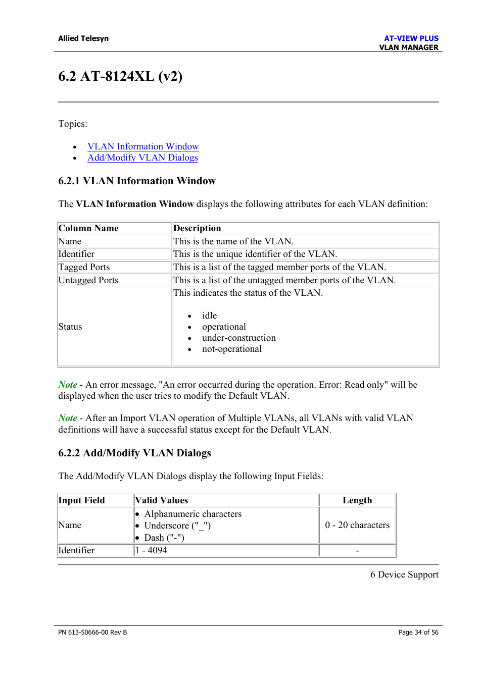 2 at-8124xl (v2), 1 vlan information window, 2 add/modify vlan dialogs | At-8200xl series | Allied Telesis AT-VIEW PLUS 3.1 VLAN MANAGER User Manual | Page 34 / 56