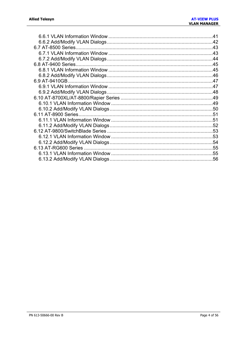 Allied Telesis AT-VIEW PLUS 3.1 VLAN MANAGER User Manual | Page 4 / 56