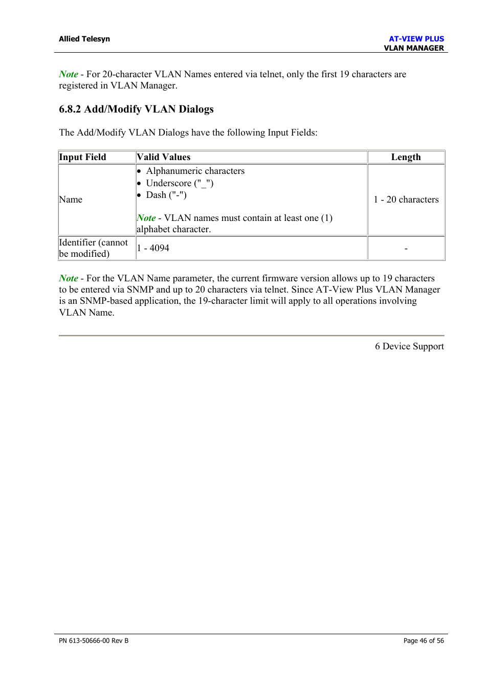 2 add/modify vlan dialogs | Allied Telesis AT-VIEW PLUS 3.1 VLAN MANAGER User Manual | Page 46 / 56