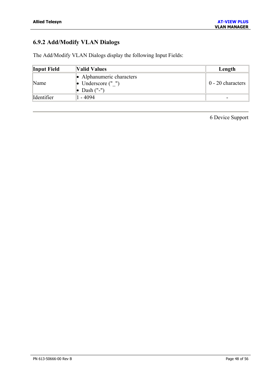2 add/modify vlan dialogs | Allied Telesis AT-VIEW PLUS 3.1 VLAN MANAGER User Manual | Page 48 / 56