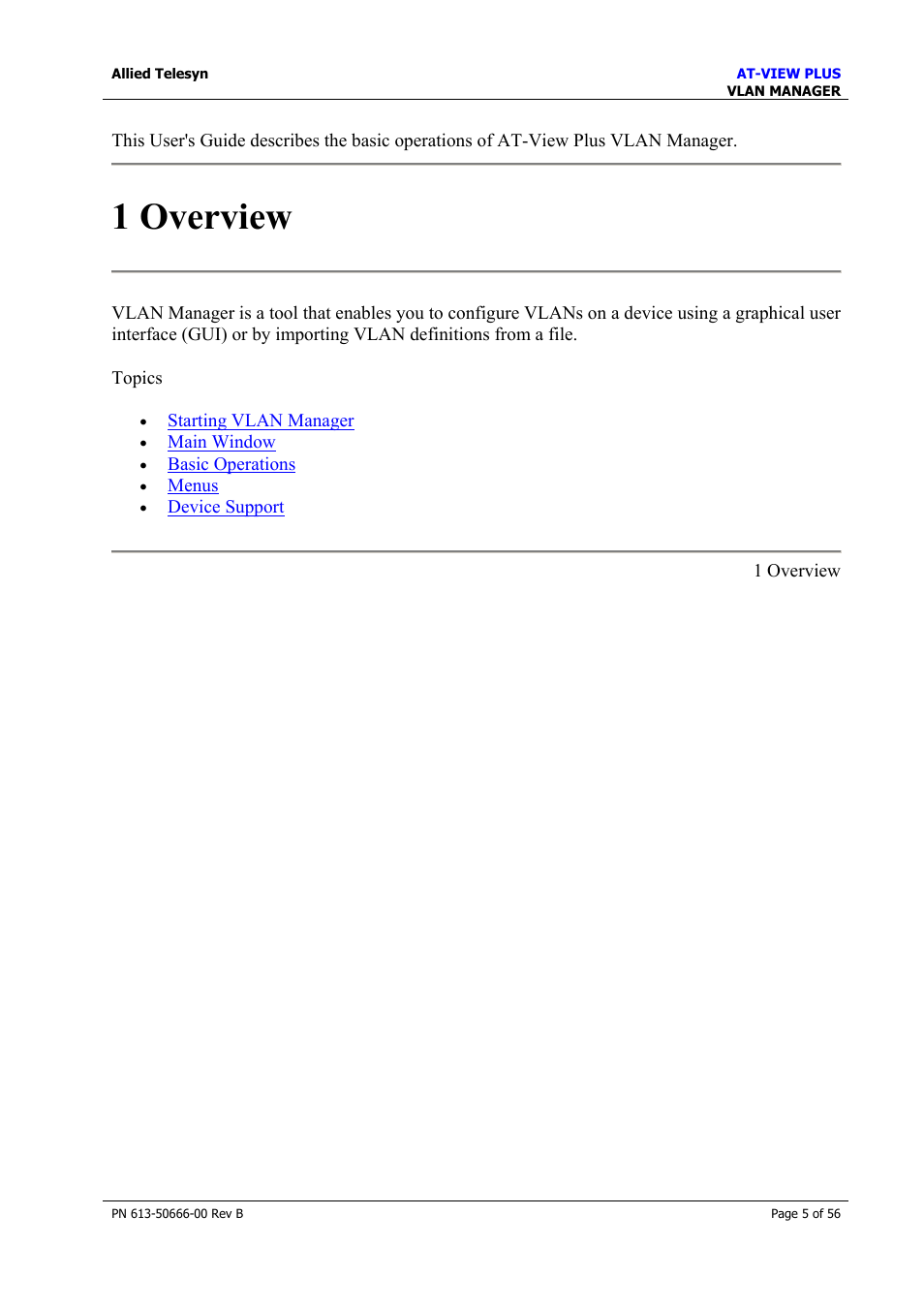 1 overview | Allied Telesis AT-VIEW PLUS 3.1 VLAN MANAGER User Manual | Page 5 / 56
