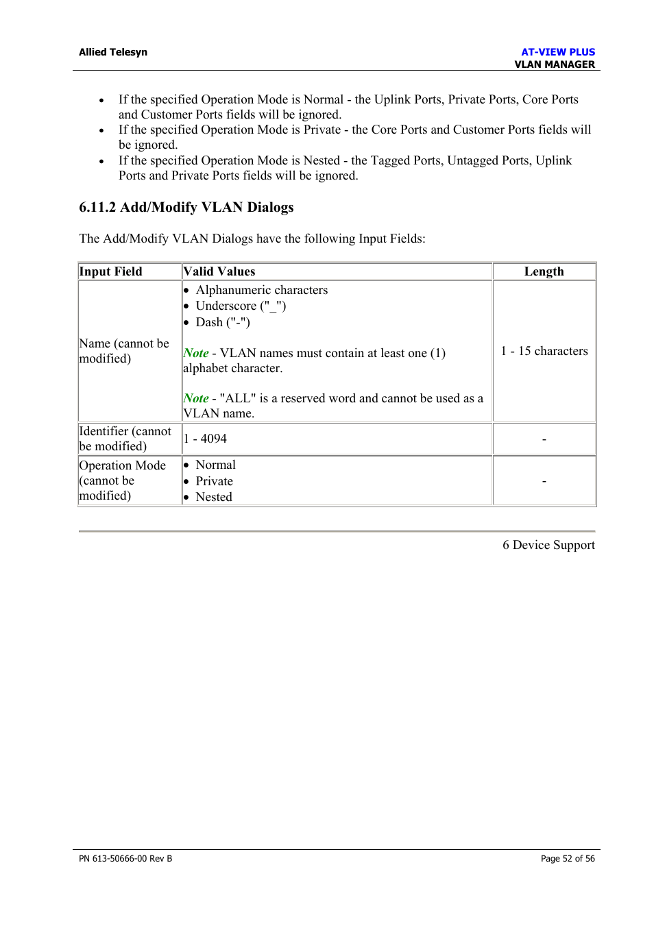 2 add/modify vlan dialogs | Allied Telesis AT-VIEW PLUS 3.1 VLAN MANAGER User Manual | Page 52 / 56