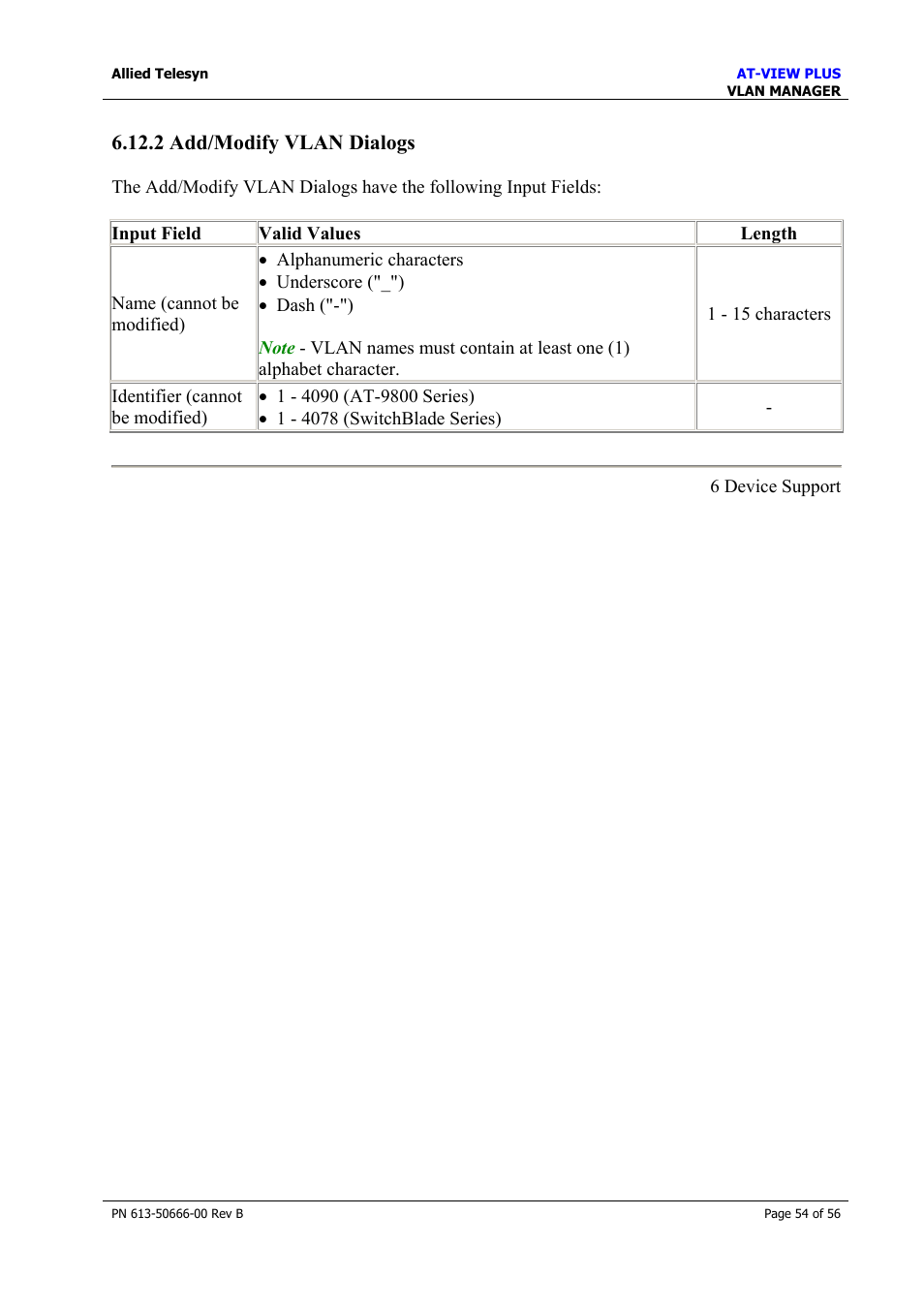 2 add/modify vlan dialogs | Allied Telesis AT-VIEW PLUS 3.1 VLAN MANAGER User Manual | Page 54 / 56