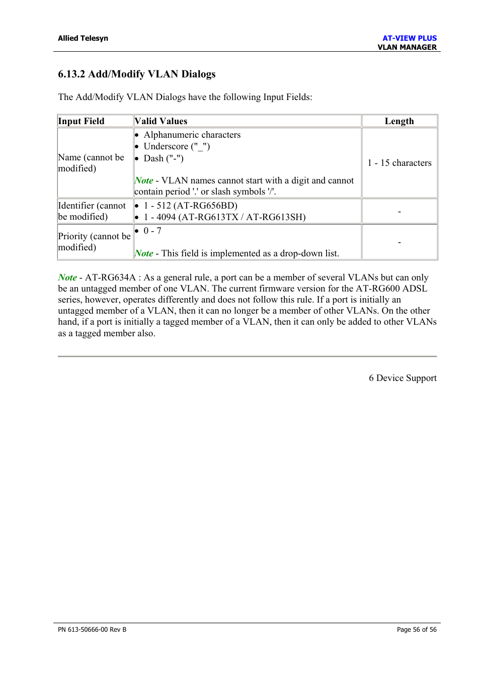 2 add/modify vlan dialogs | Allied Telesis AT-VIEW PLUS 3.1 VLAN MANAGER User Manual | Page 56 / 56