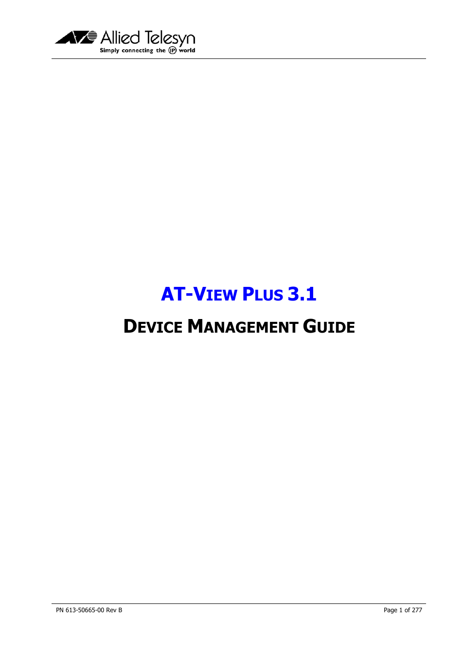 Allied Telesis AT-VIEW PLUS 3.1 DEVICE MANAGEMENT User Manual | 277 pages