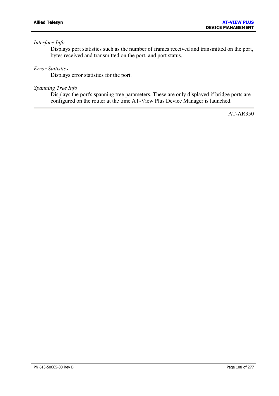 Allied Telesis AT-VIEW PLUS 3.1 DEVICE MANAGEMENT User Manual | Page 108 / 277