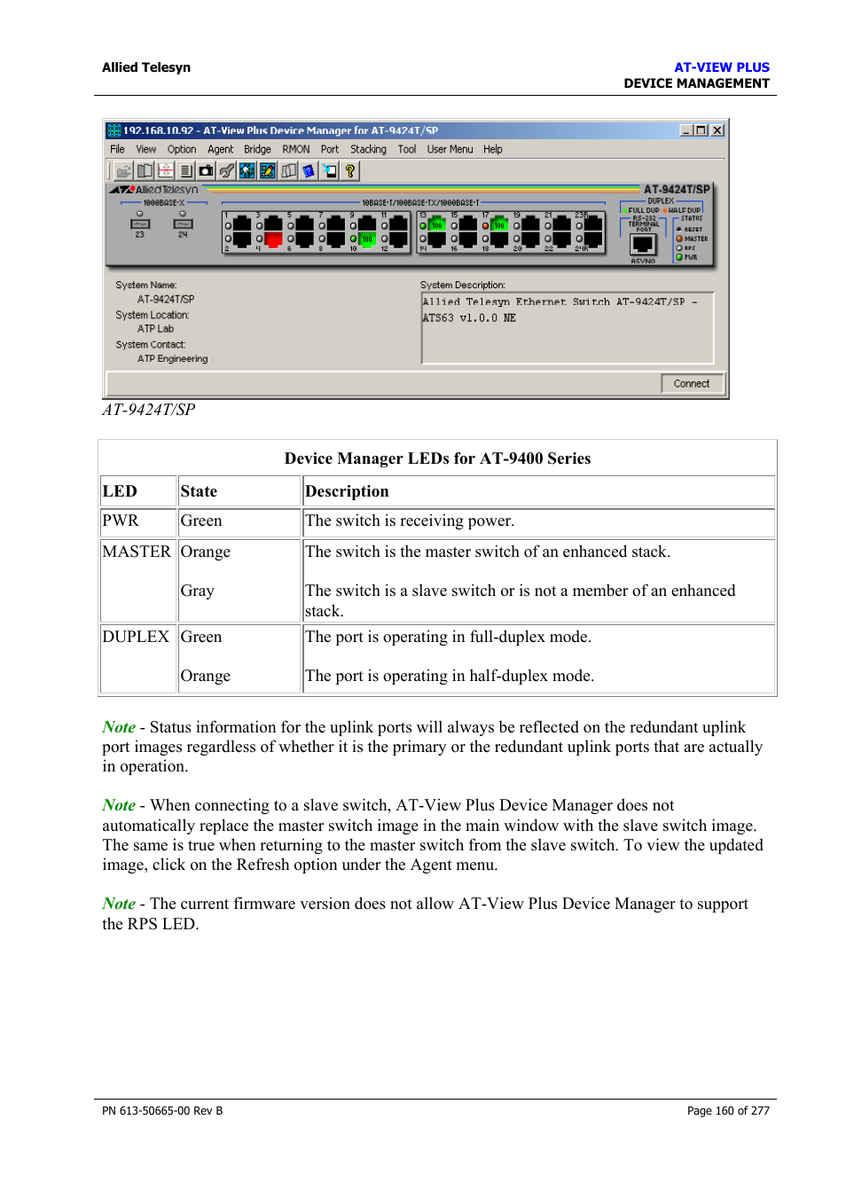 Agent menu | Allied Telesis AT-VIEW PLUS 3.1 DEVICE MANAGEMENT User Manual | Page 160 / 277