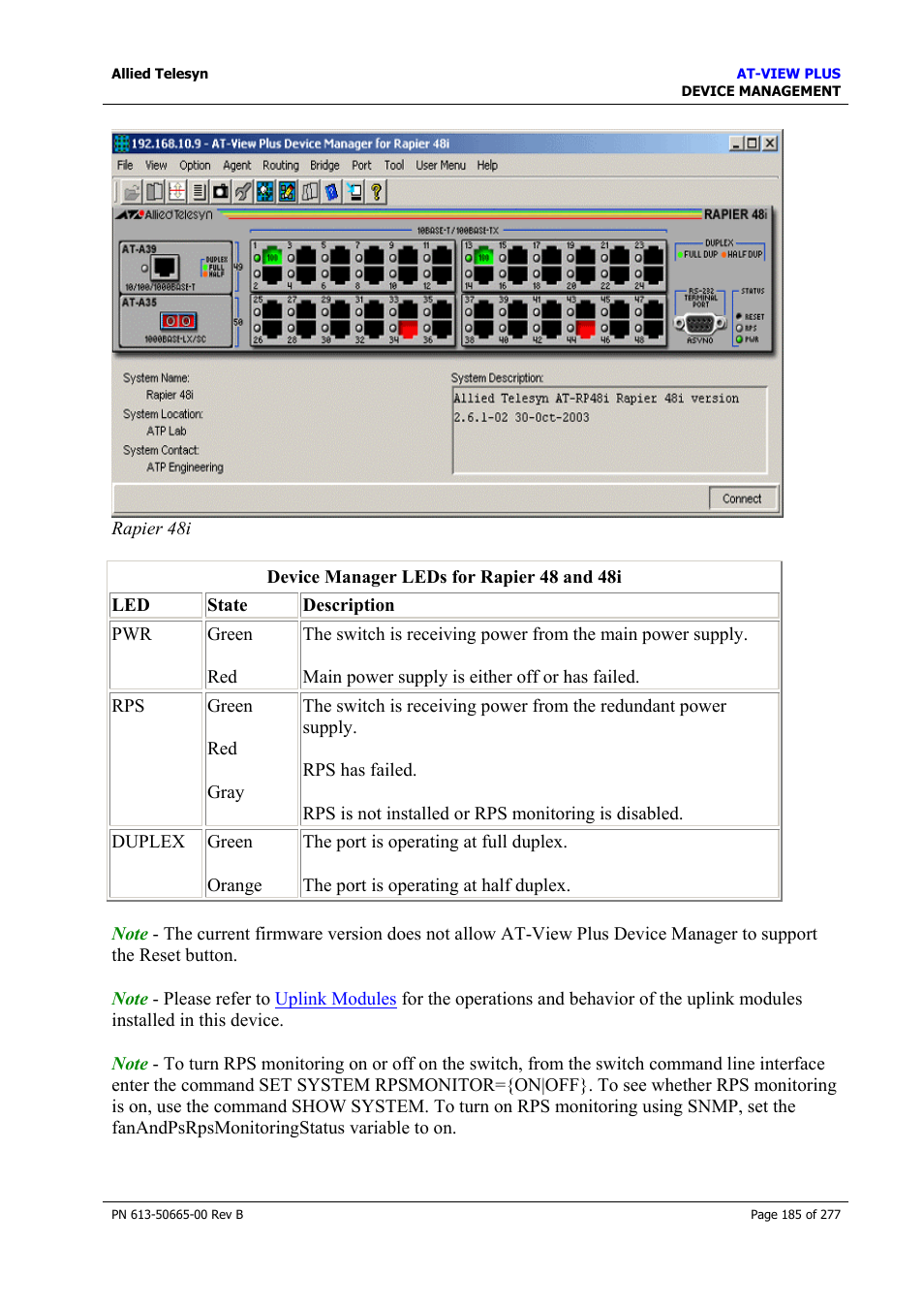 Agent menu | Allied Telesis AT-VIEW PLUS 3.1 DEVICE MANAGEMENT User Manual | Page 185 / 277