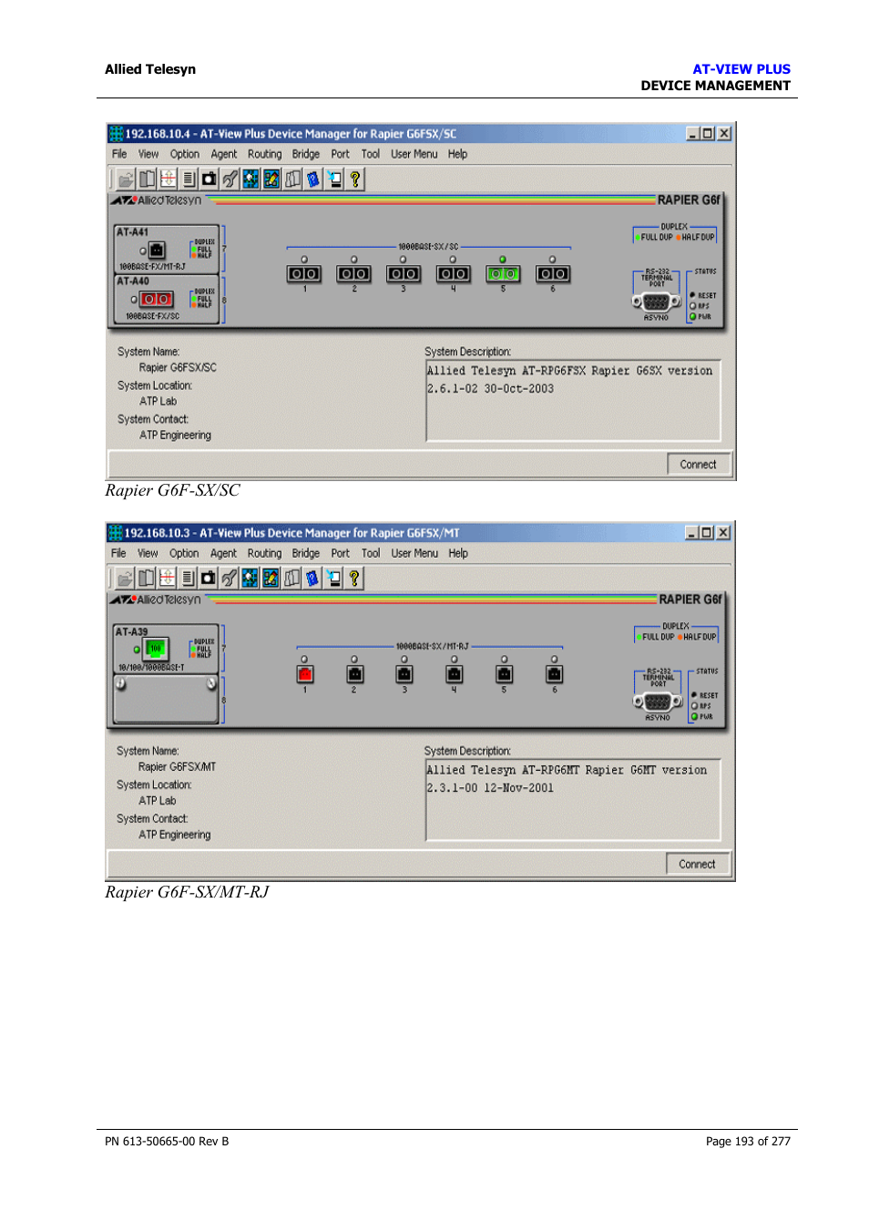 Allied Telesis AT-VIEW PLUS 3.1 DEVICE MANAGEMENT User Manual | Page 193 / 277