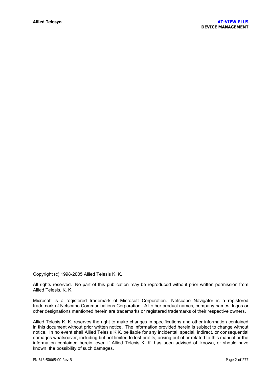 Allied Telesis AT-VIEW PLUS 3.1 DEVICE MANAGEMENT User Manual | Page 2 / 277