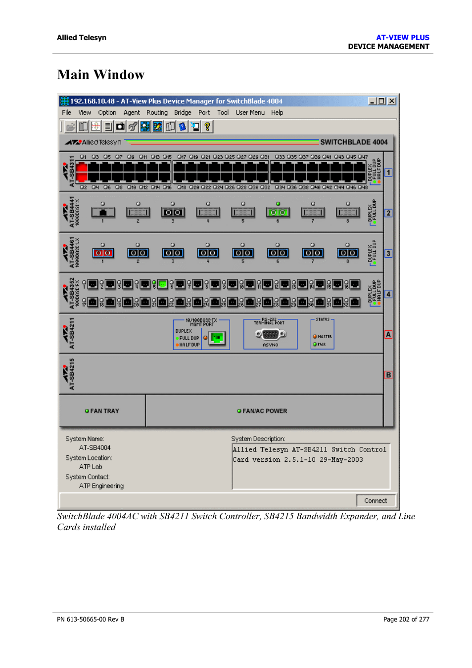 Main window | Allied Telesis AT-VIEW PLUS 3.1 DEVICE MANAGEMENT User Manual | Page 202 / 277