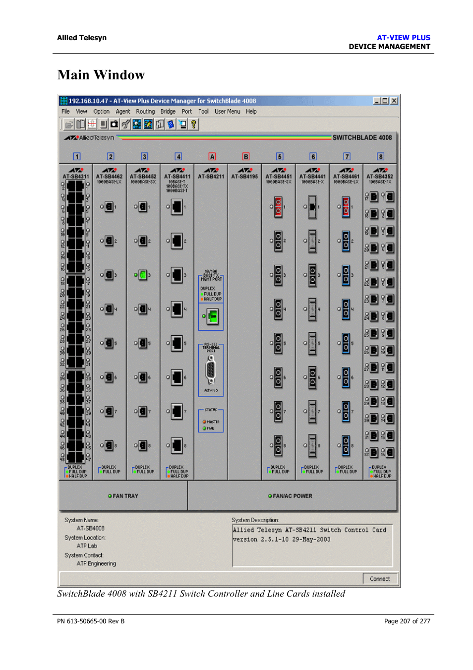 Main window | Allied Telesis AT-VIEW PLUS 3.1 DEVICE MANAGEMENT User Manual | Page 207 / 277