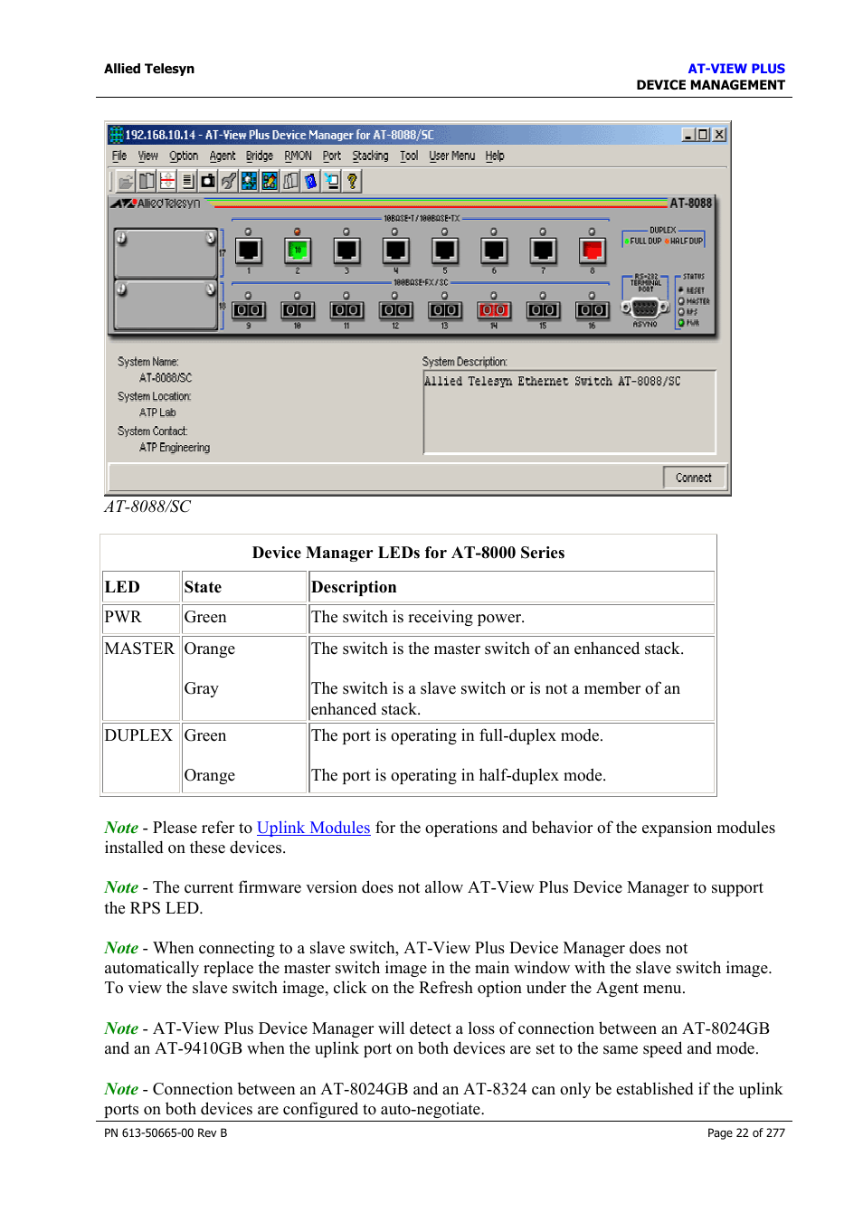 Allied Telesis AT-VIEW PLUS 3.1 DEVICE MANAGEMENT User Manual | Page 22 / 277