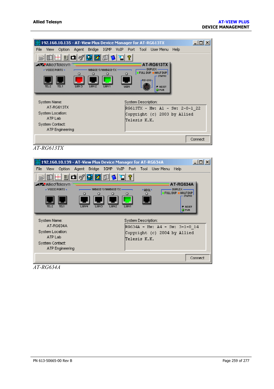 Allied Telesis AT-VIEW PLUS 3.1 DEVICE MANAGEMENT User Manual | Page 259 / 277