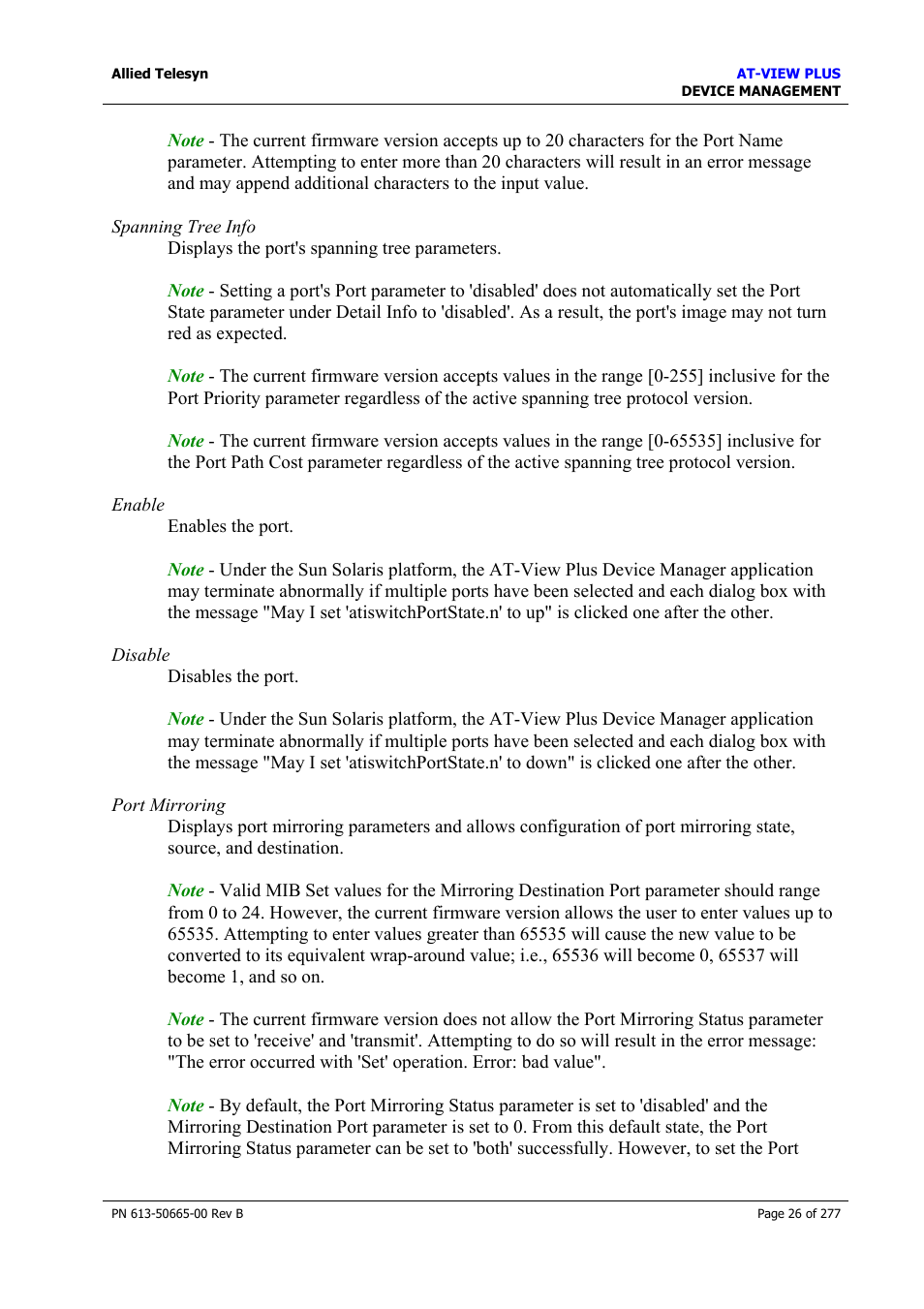 Allied Telesis AT-VIEW PLUS 3.1 DEVICE MANAGEMENT User Manual | Page 26 / 277