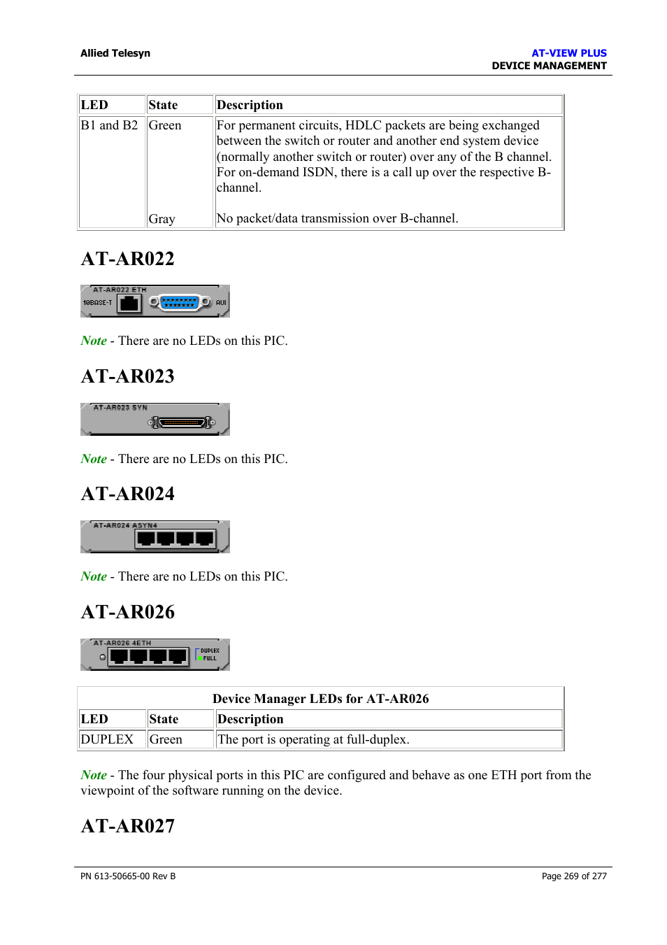 At-ar022, At-ar023, At-ar024 | At-ar026, At-ar027, At-ar022 at-ar023 at-ar024 at-ar026 at-ar027 | Allied Telesis AT-VIEW PLUS 3.1 DEVICE MANAGEMENT User Manual | Page 269 / 277