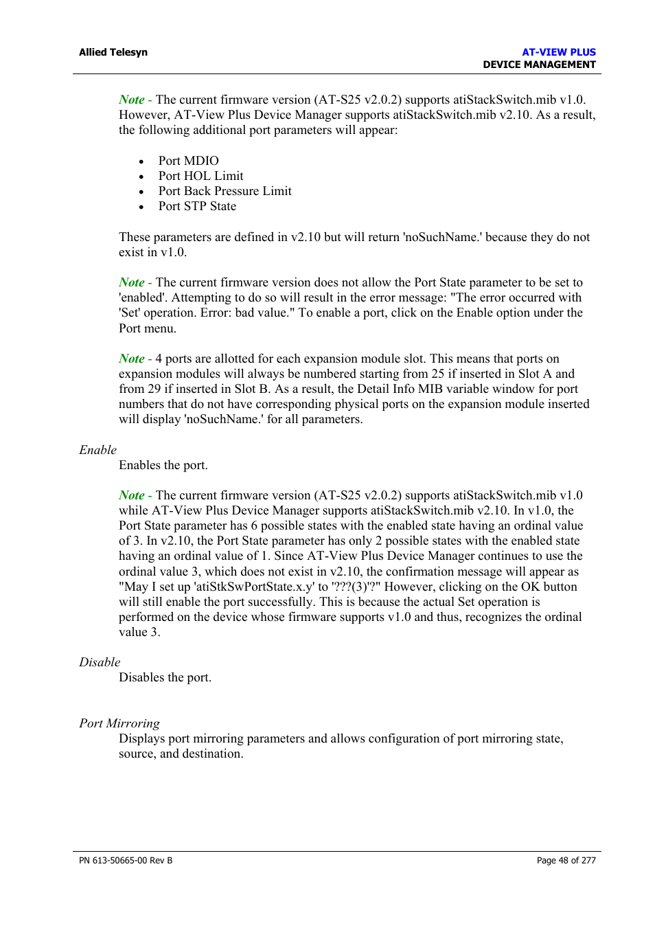 Expansion module notes | Allied Telesis AT-VIEW PLUS 3.1 DEVICE MANAGEMENT User Manual | Page 48 / 277